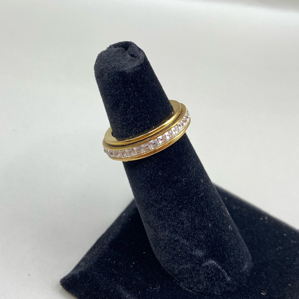 Gold Tone Crystal Spinner Ring - Picture 3 of 6